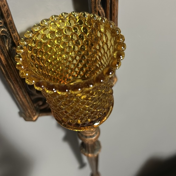 Vintage Dart Coppercraft MCM 70’s wall sconces amber glass votive candle holders - Picture 3 of 15